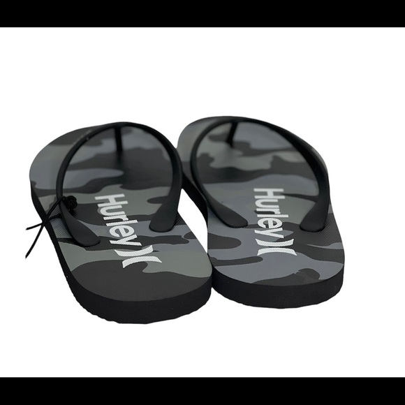 Hurley Mens Size 9 Flip Flops Black Gray Sandals Camo camouflage slides - Picture 10 of 15